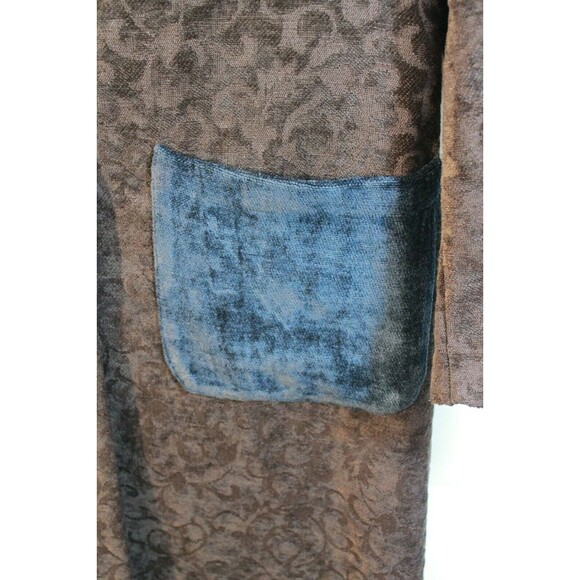 Dot & Vera Boho Brown Floral Full Length Coat Vintage 60s Elbow Patches Size L - Picture 5 of 9